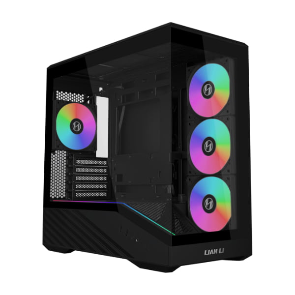 GUNMANSA Lian Li VECTOR V100 MINI Micro Form Factor Compact PC Case, Pre-install 4 x 120mm ARGB PWM Fans, Panoramic Tempered Glass, Support Backet-Connect Micro-ATX, 415mm GPU, 360mm Radiator - Black(V100RMIX)