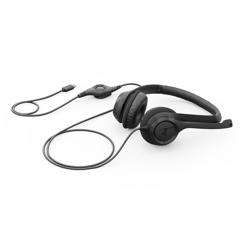 GUNMANSA LOGI H390 981-001576 Black USB-C Stereo headset adjustable headband Noise cancelling Mic rotating microphone