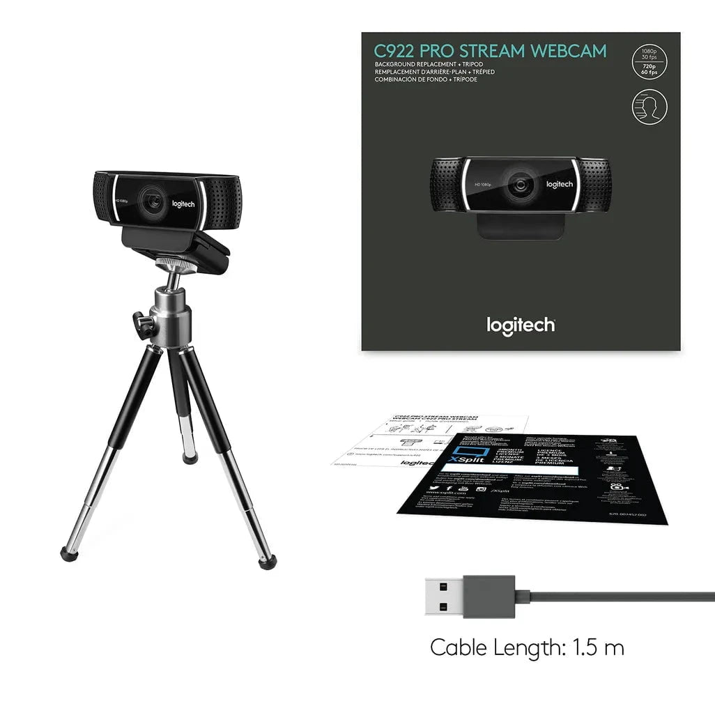 GUNMANSA Logitech C922 PRO HD STREAM WEBCAM, 1920 x 1080 pixels
