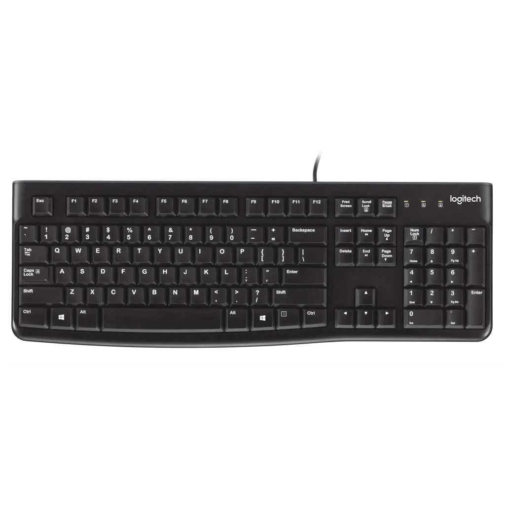 GUNMANSA Logitech K120 Corded Keyboard, Full-size (100%), Wired, USB, QWERTY, Black