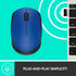 GUNMANSA Logitech M170 Wireless Mouse, Ambidextrous, Optical, RF Wireless, 1000 DPI, Blue