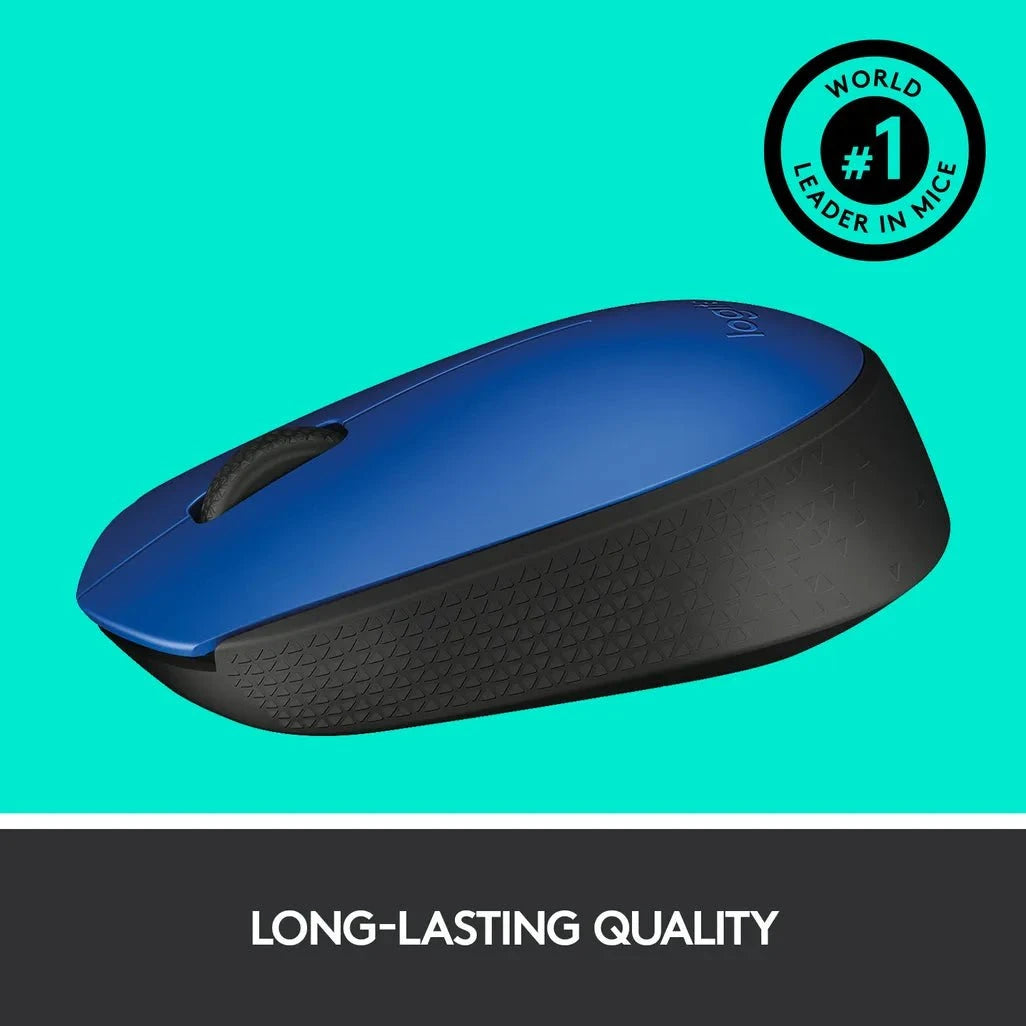GUNMANSA Logitech M170 Wireless Mouse, Ambidextrous, Optical, RF Wireless, 1000 DPI, Blue
