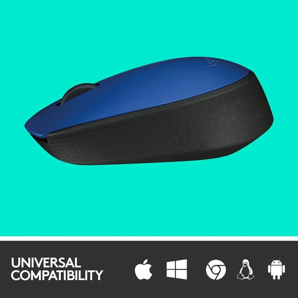 GUNMANSA Logitech M170 Wireless Mouse, Ambidextrous, Optical, RF Wireless, 1000 DPI, Blue