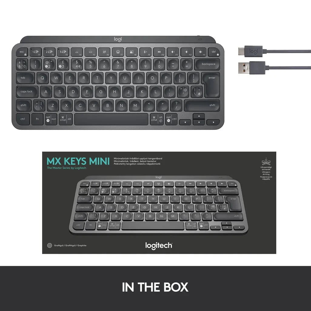 GUNMANSA Logitech MX Keys Mini Minimalist Wireless Illuminated Keyboard