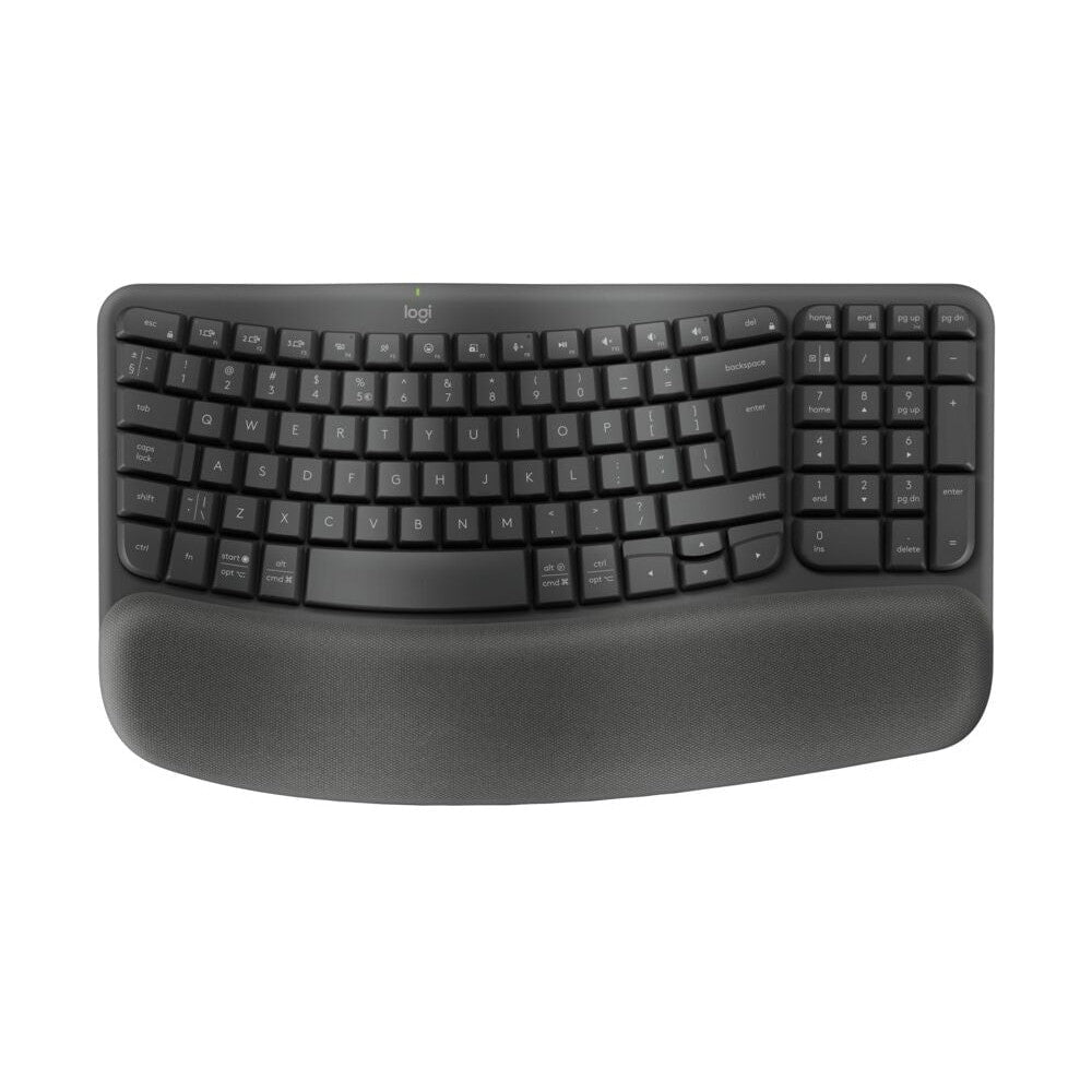 GUNMANSA Logitech Wave Keys - Wireless Ergonomic Keyboard - Bluetooth - Intergrated Palm rest - Graphite