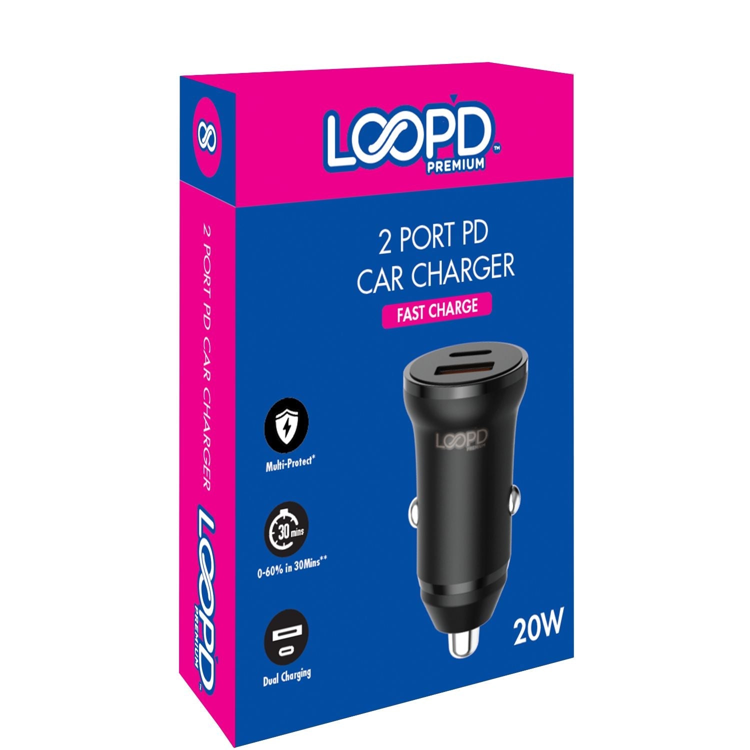 GUNMANSA LOOP'D Dual Port PD Car Charger - 20W