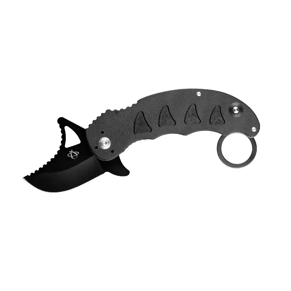 GUNMANSA Mantis Snaggle Tooth Black Oxide Folding Knife - MKF814