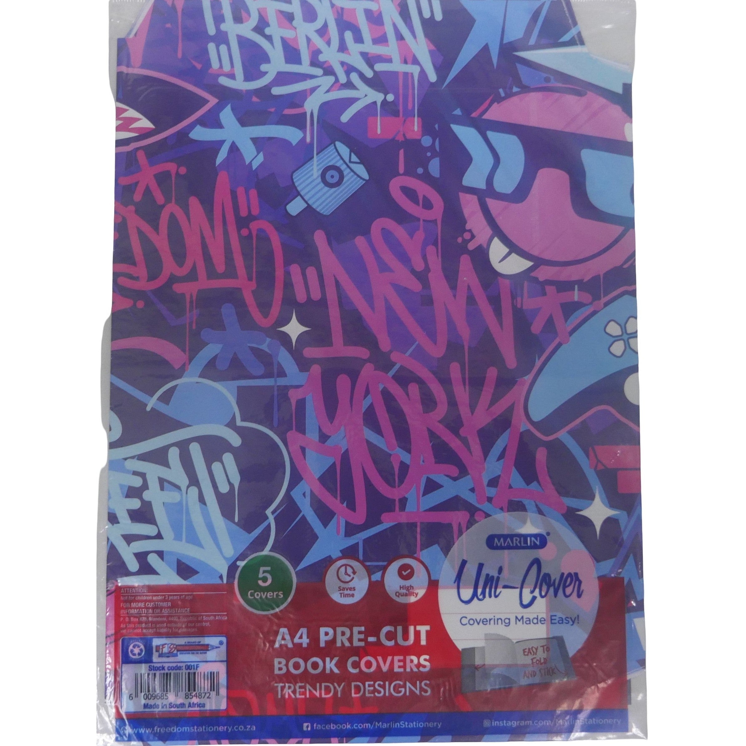 GUNMANSA Marlin A4 Graffiti Precut Book Covers 5 Pack