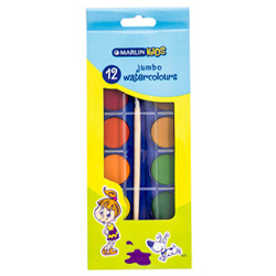 GUNMANSA Marlin Kids 12 Jumbo Water Colours + Brush in box