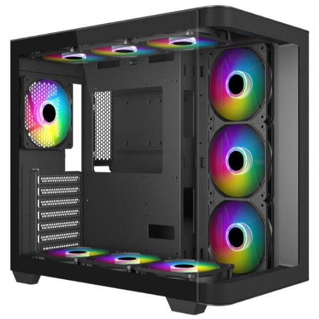 GUNMANSA MECER Graphite Curved Gaming ATX Case W/3 +1 ARGB Fan (PSU Excluded).