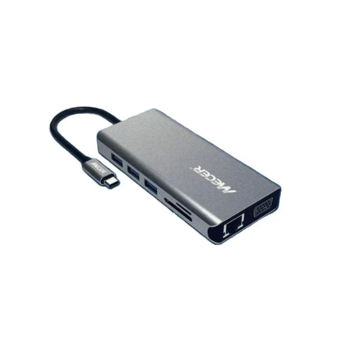 GUNMANSA Mecer Type C Universal Docking Station W/ VGA x1/ HDMI x1/ USB3.0 x3/ TF&SD/ RJ45 x1/ Audio Jack/ PD Support up to 100W/ cable in15cm.