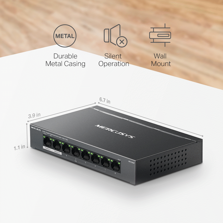 GUNMANSA Mercusys 8-Port Gigabit Switch 7-POE