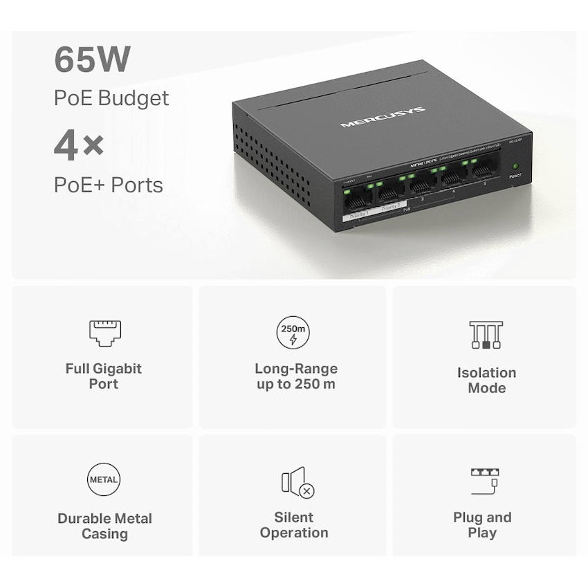 GUNMANSA Mercusys MS105 5 Port Gigabit 5GB RJ45 Desktop Switch