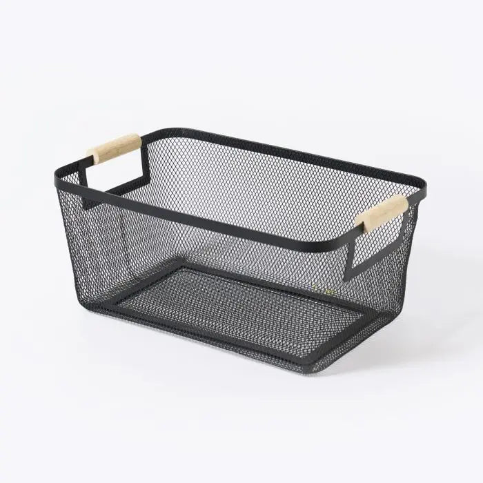 GUNMANSA Mesh Storage Basket, Metal, Large, Black, 370mm x 220mm x 157mm