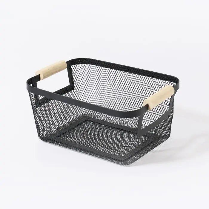 GUNMANSA Mesh Storage Basket, Metal, Medium, Black, 332mm x 215mm x 133mm