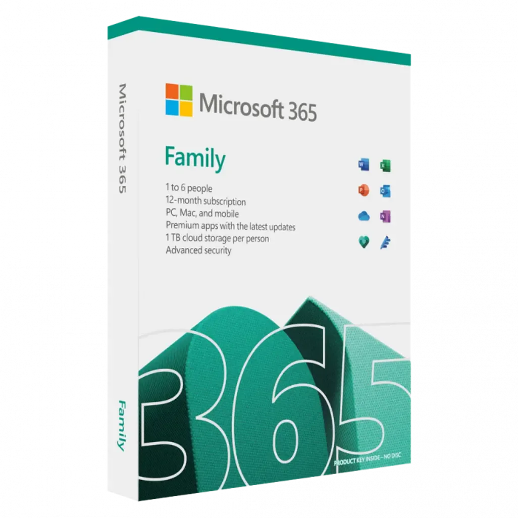 GUNMANSA Microsoft 365 Family Africa Only Medialess 1 Year Subscription - Minimum OS: Windows 10 - EP2-36885