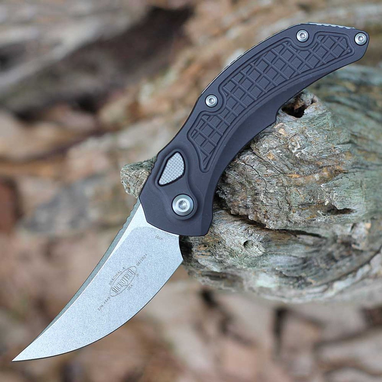 GUNMANSA Microtech Brachial S/E - Black Aluminum (3.25" Premium Steel) 268A-10