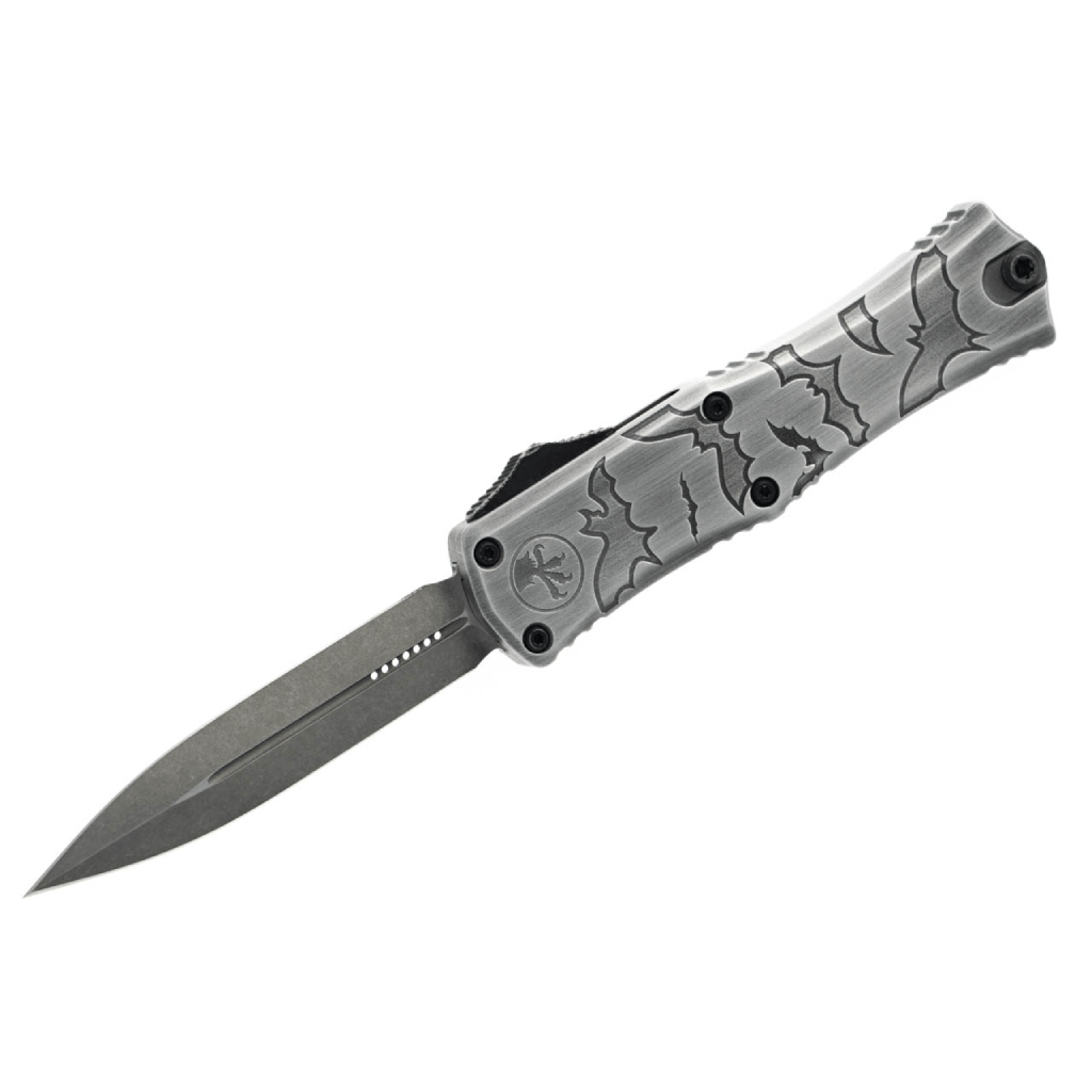 GUNMANSA Microtech Hera II Mini D/E Signature Series Brushed Metal Bats Standard – 1702M-1BMHWBAS