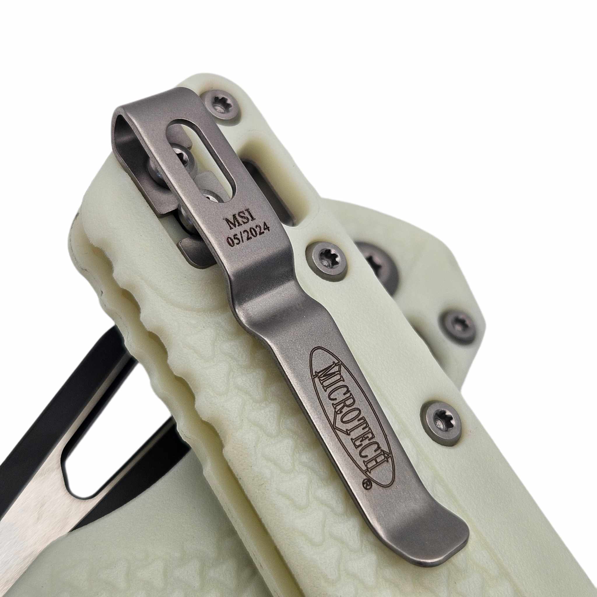 GUNMANSA Microtech MSI Ram-Lok S/E Tri-Grip White Polymer Black Blade w/Bead Blast HW 210T-1PMWH