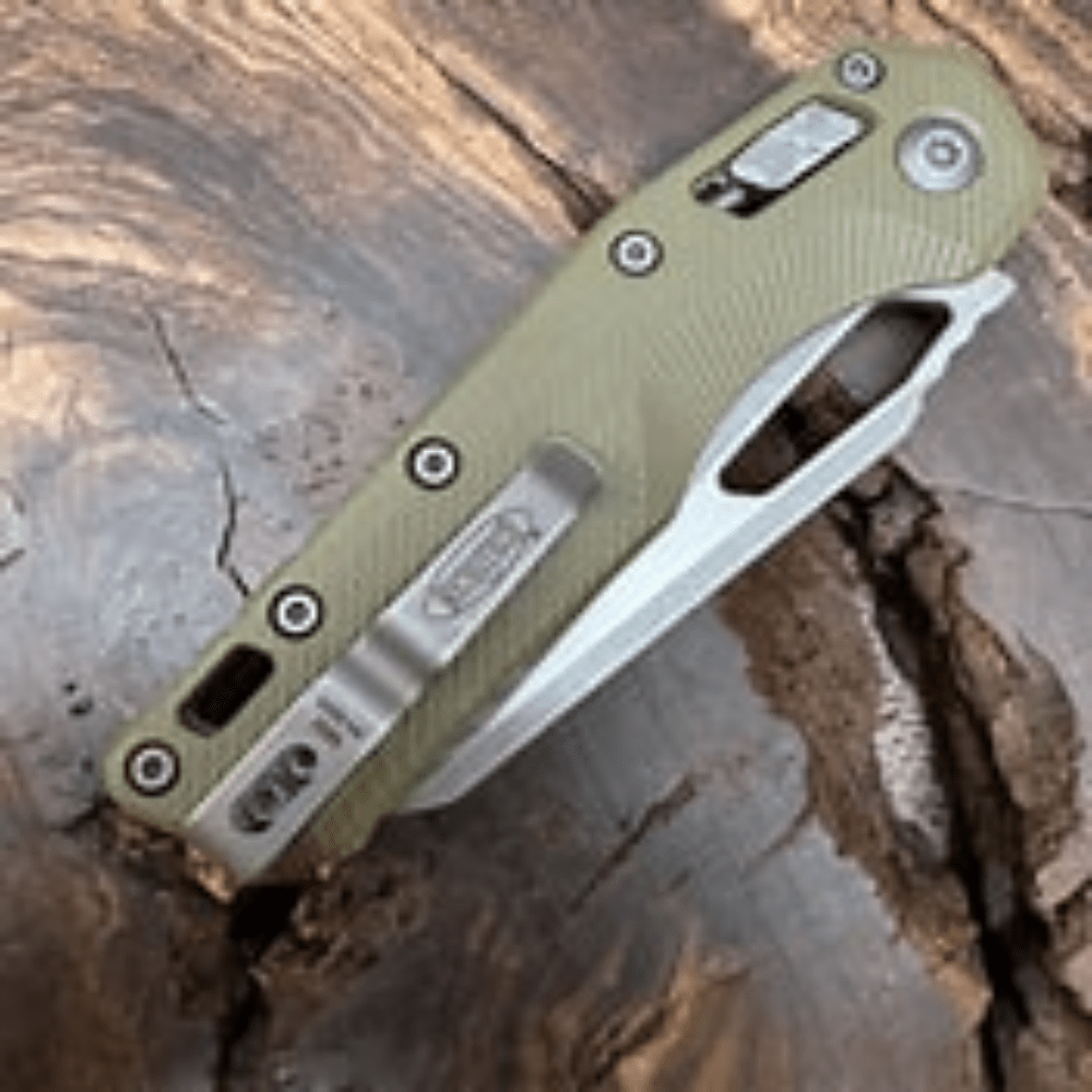 GUNMANSA Microtech MSI® S/E Fluted G-10 OD Green Apocalyptic® Standard – 210-10APFLGTOD