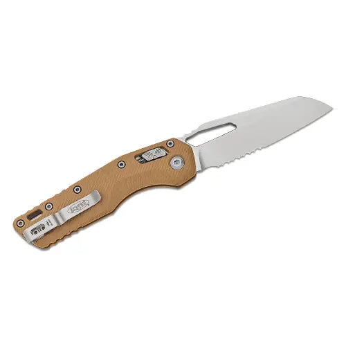 GUNMANSA Microtech MSI® S/E Fluted G-10 Tan Stonewash Partial Serrated - 210-11FLGTTA