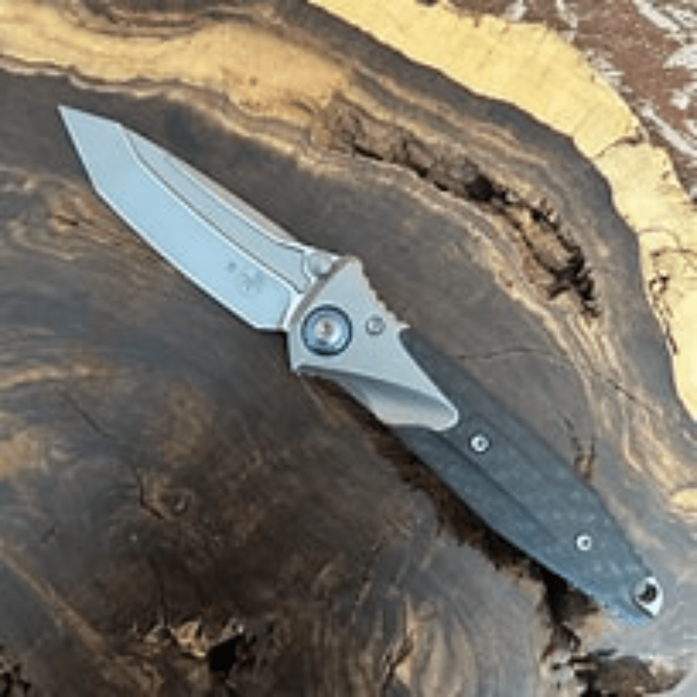 GUNMANSA Microtech Socom Bravo Mini T/E Titanium Handle Bead Blast Part Serr Blue Ti Pivot Collar Carbon Fiber Scales – 261M-8CFTI