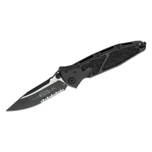 GUNMANSA Microtech Socom Elite S/E-M Black Tactical Partial Serrated – 160-2T