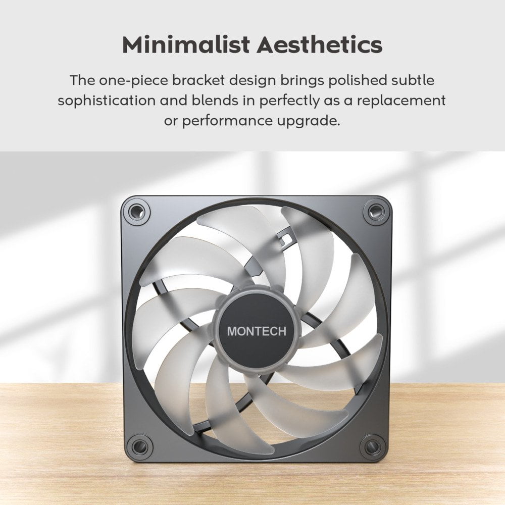 GUNMANSA MONTECH GF120 V2 ARGB GF120V2B 120mm Case Fan Sleek & Minimalist Design, High Airflow, Hydraulic Bearing, Quiet Performance, Vibrant ARGB Lighting, Black