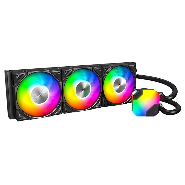 GUNMANSA Montech HyperFlow ARGB 360 Black - 360mm Liquid CPU Cooler, AIO Water Cooler, Intel & AMD Compatible - LGA115X / 1200 / 20XX / 1700 / 1851, AM3/AM4/AM5, Enhanced ARGB Water Pump, 3x 120mm High-Performance PWM Fans (Black)