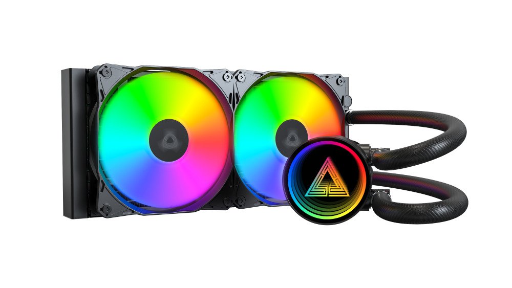 GUNMANSA MONTECH LightFlow ARGB 240 CPU Liquid Cooler, 240mm AIO with Infinity Mirror Design, 3100RPM Pump, 2x120mm ARGB Fans, Intel & AMD Support (Black)
