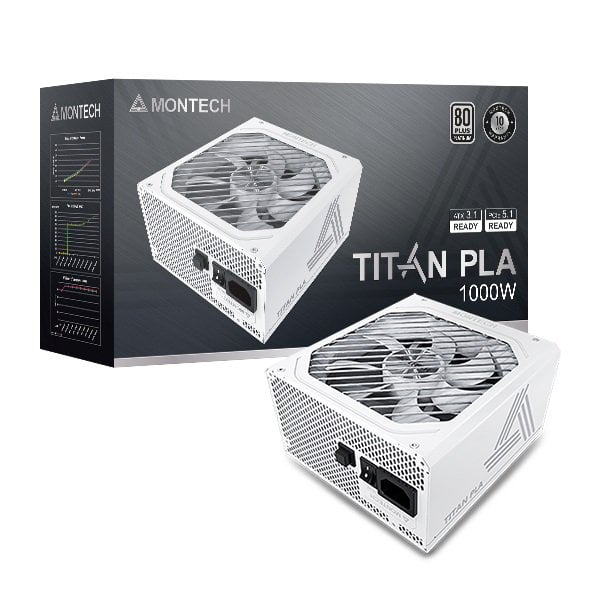GUNMANSA MONTECH TITAN PLA 1000W High-End ATX Gaming Power Supply - 80 Plus Platinum & Cybenetics Platinum - Fully Modular - ATX 3.1 & PCIe 5.1 Ready (White)