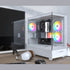 GUNMANSA MONTECH XR XR-W, ATX Mid-Tower PC Gaming Case, 3 x 120mm ARGB PWM Fans Pre-Installed, Full-View Dual Tempered Glass Panel, Wood-Grain Design I/O Interface, Support 4090 GPUs, 360mm Radiator Support, White