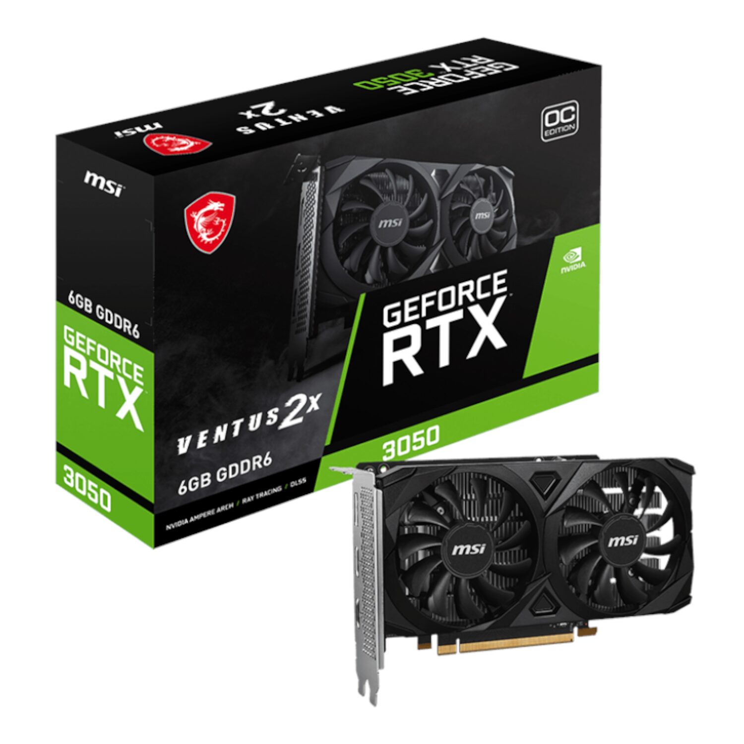 GUNMANSA MSI GeForce RTX 3050 VENTUS 2X E 6GB OC Graphics Card