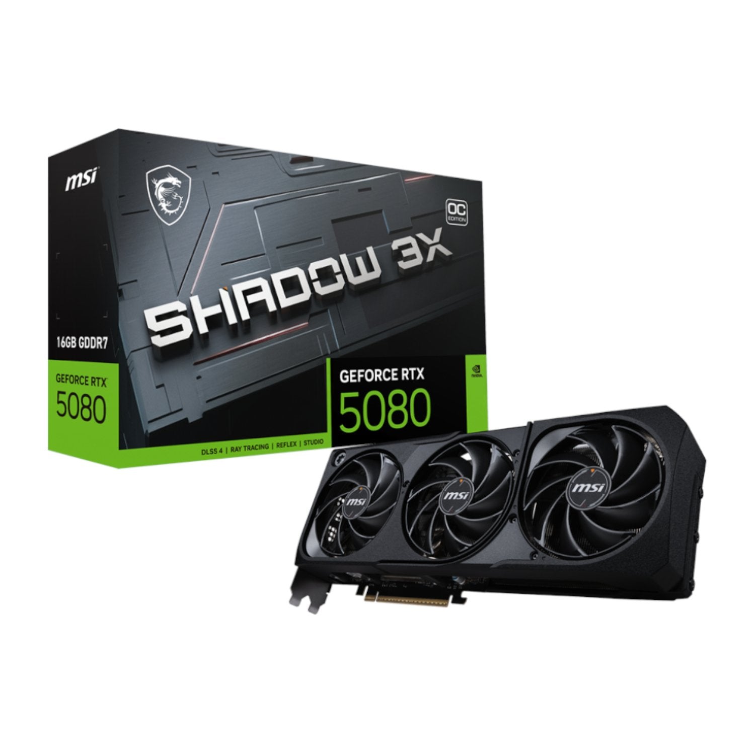 GUNMANSA MSI GeForce RTX 5080 SHADOW 3X OC 16GB GDDR7 Graphics Card