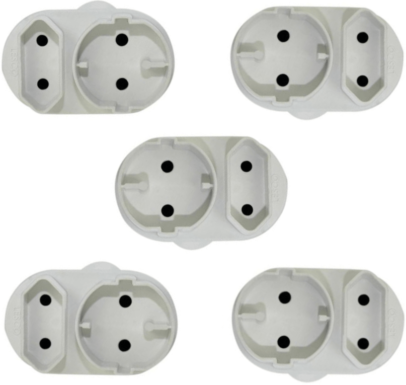 GUNMANSA Noble 2 Pin European And Round Schuko Adaptor 5 Pack