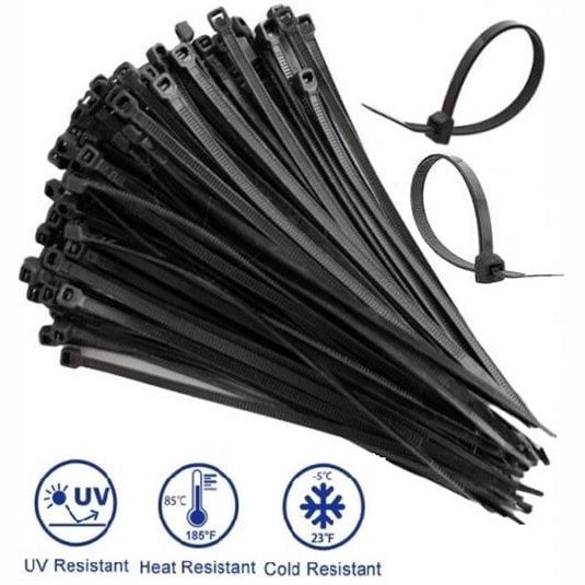 GUNMANSA Noble 4.8 x 200mm Pack of 100 Black Nylon Cable Ties