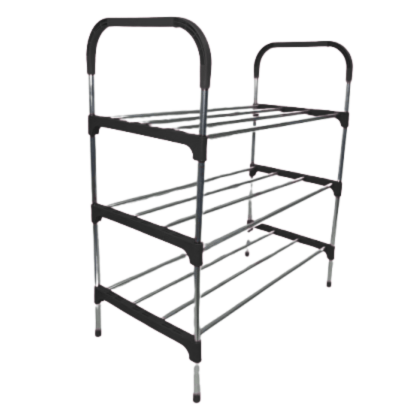 GUNMANSA Nordic Black Wind Cross 3 Tier 12 Shoe Steel Rack
