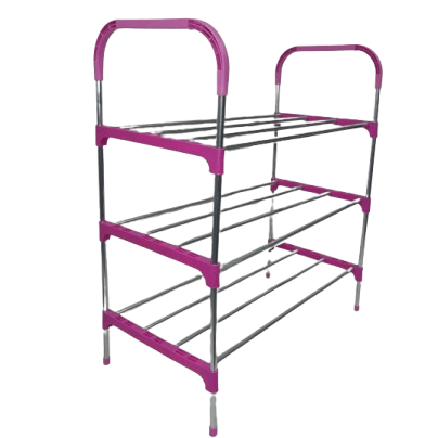 GUNMANSA Nordic Wind Pink Cross 3 Tier 12 Shoe Steel Rack