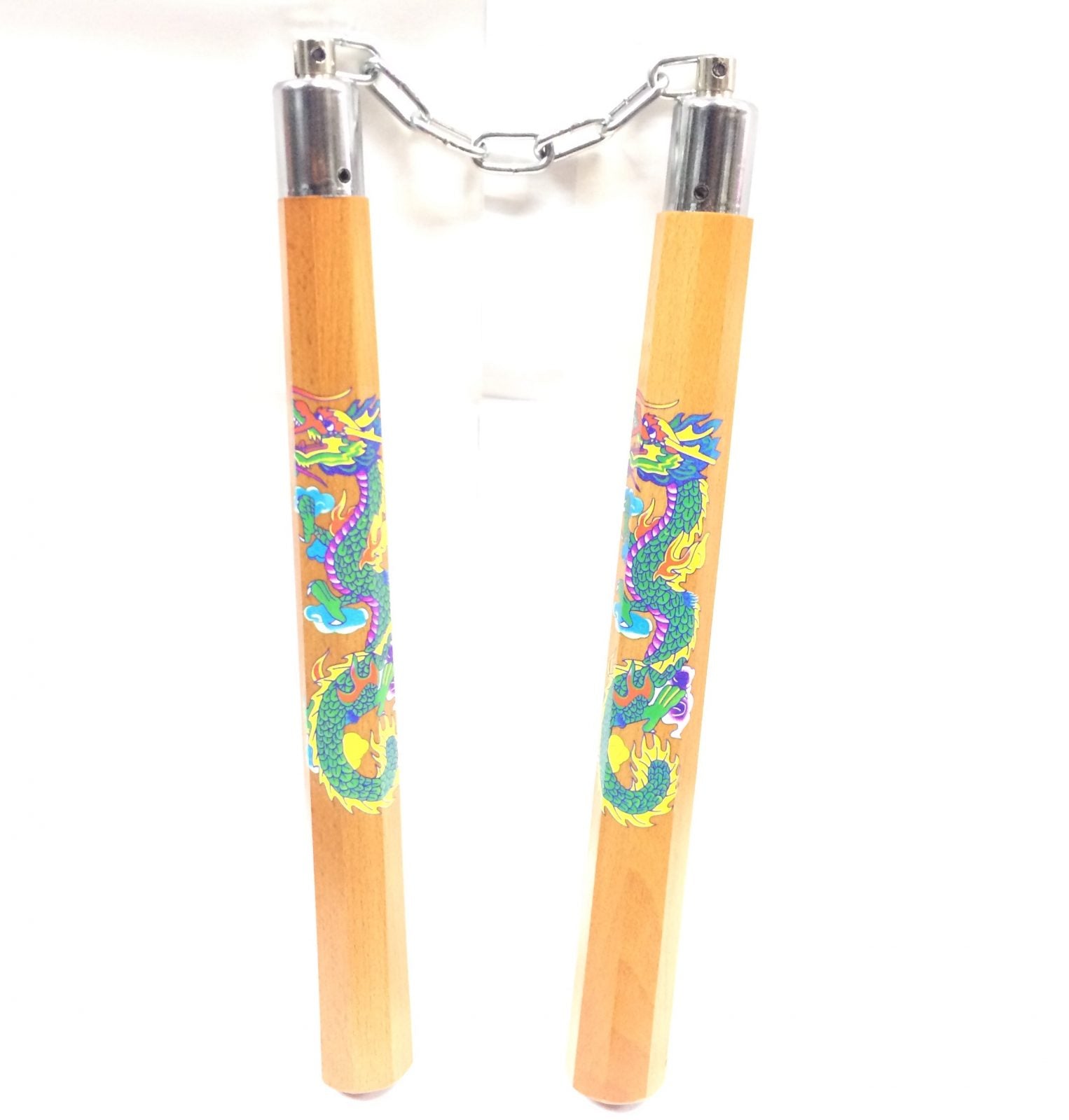 GUNMANSA Nunchaku Chain 12-Inch Wood Dragon