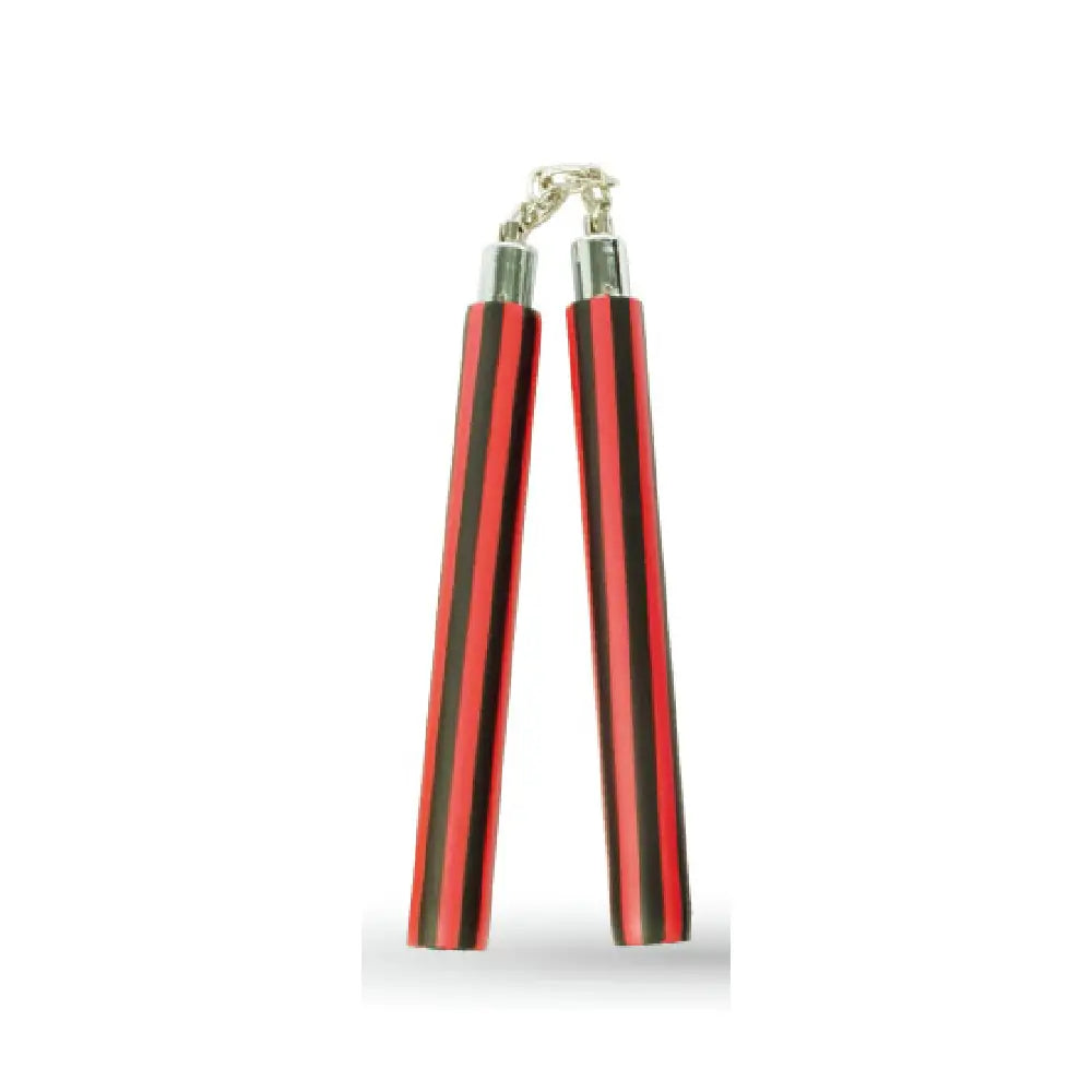 GUNMANSA NUNCHAKU RED/BLACK STRIPE FOAM CHAIN 12" - MA-E114