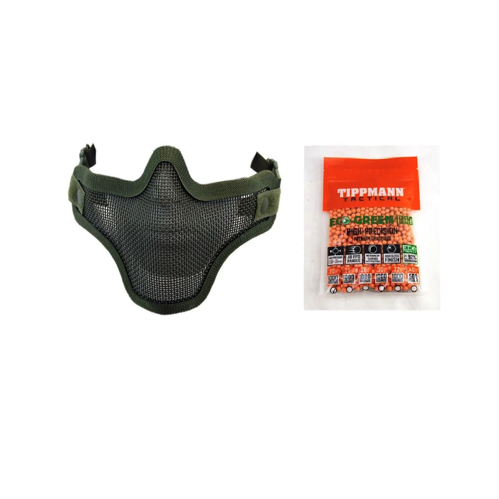 GUNMANSA NUPROL Mesh Lower Face Shield V1-Green 6021 with BBs Combo