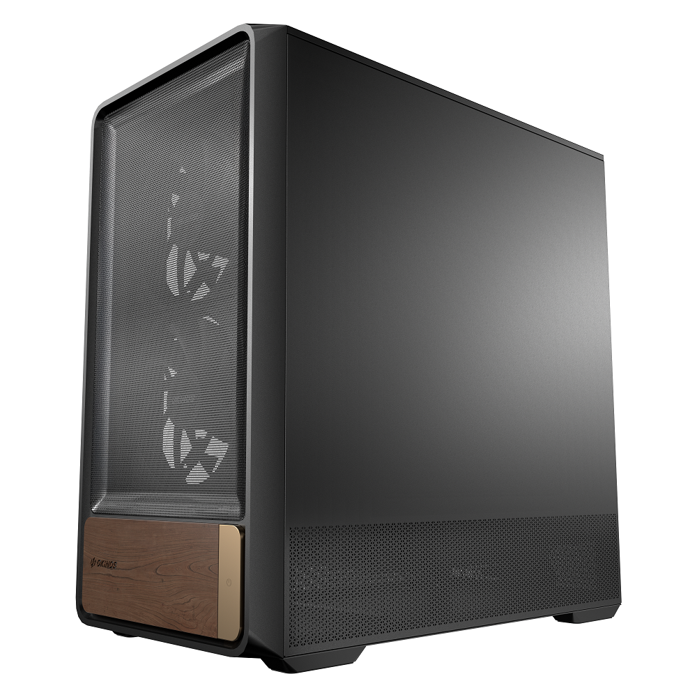 GUNMANSA Okinos Air Cross, Genuine Walnut Wood ATX Case, 3x140mm PWM Fan & 2x120mm Reverse PWM Fan Pre-Installed, Airflow Optimized Mesh Panels, Back-Connect Motherboard Compatible, Mid Tower PC Case, Type C