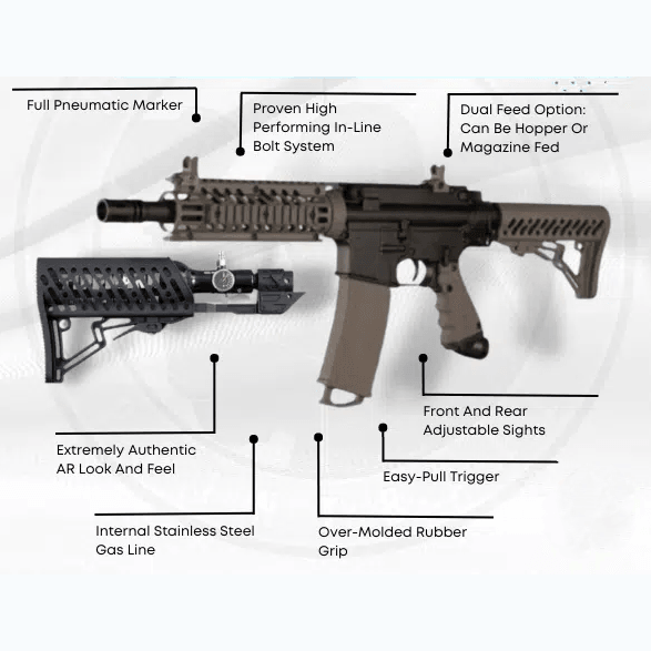 GUNMANSA PAINTBALL TIPPMANN TMC DARKEARTH MARKER-W/AIR THRU ADJ STOCK Paintball Gun
