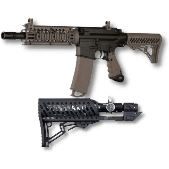 GUNMANSA PAINTBALL TIPPMANN TMC DARKEARTH MARKER-W/AIR THRU ADJ STOCK Paintball Gun