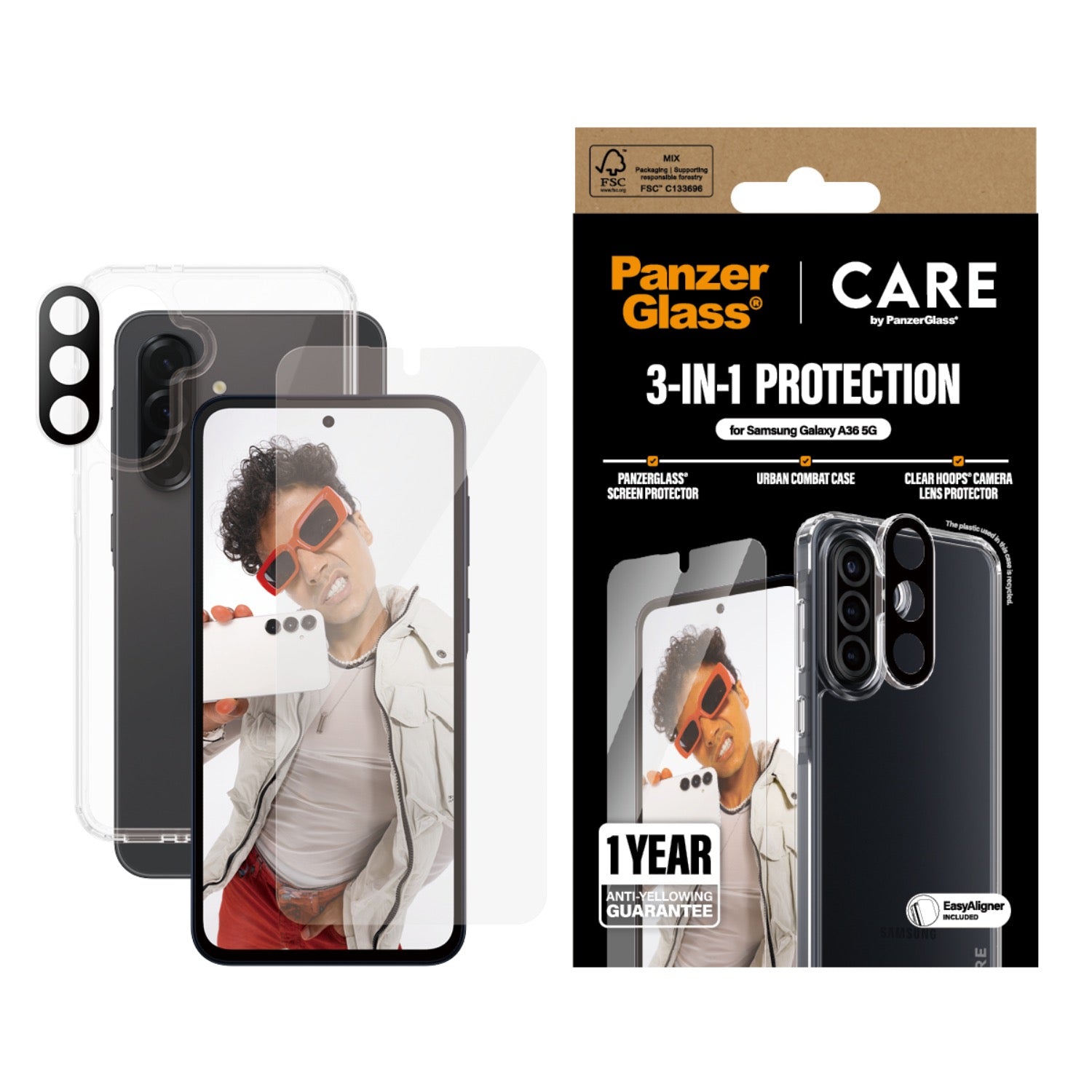 GUNMANSA PanzerGlass 3-In-1 Protection Bundle - Samsung Galaxy A36