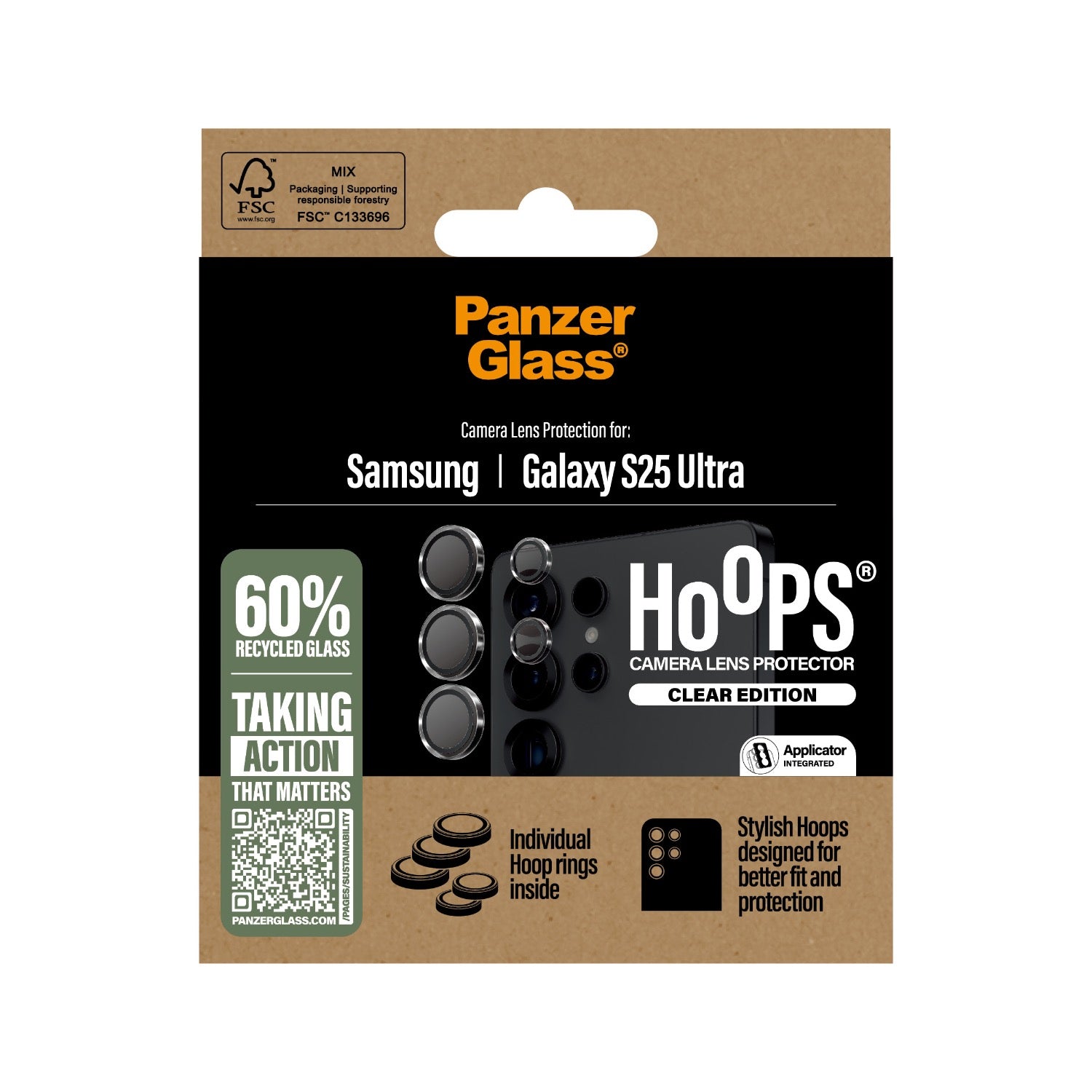GUNMANSA PanzerGlass Hoops - Samsung Galaxy S25 Ultra - Black Border