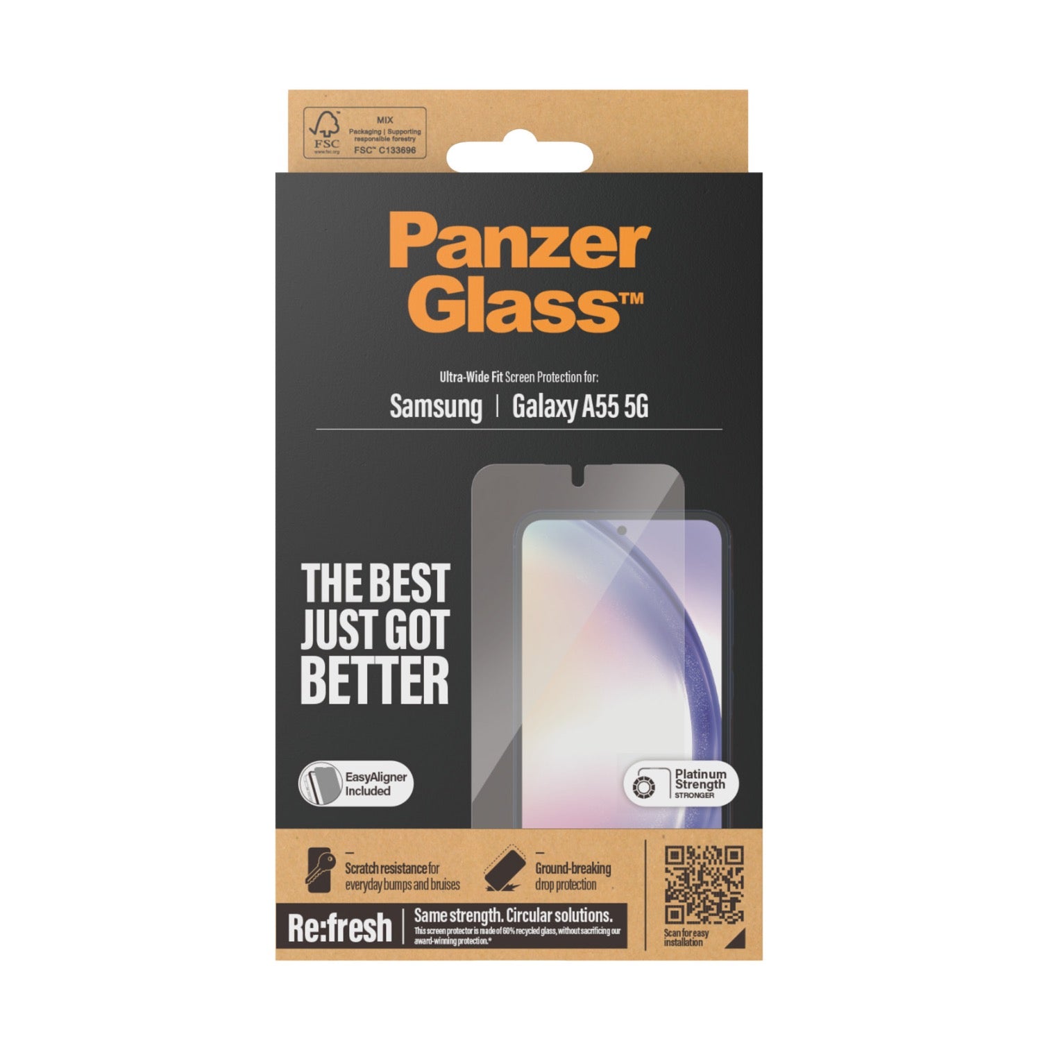 GUNMANSA PanzerGlass Screen Protector Ultra Wide Fit With EasyAligner - Samsung Galaxy A55 5G - Clear