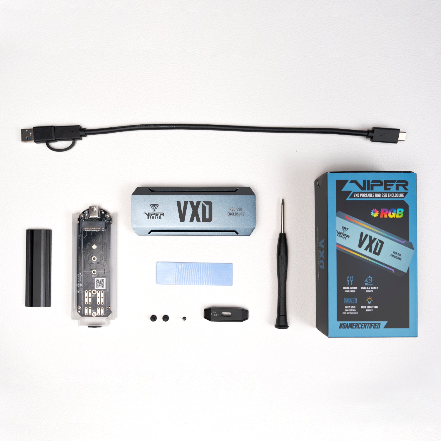 GUNMANSA Patriot VXD M.2 PCIe RGB SSD Enclosure - Silver