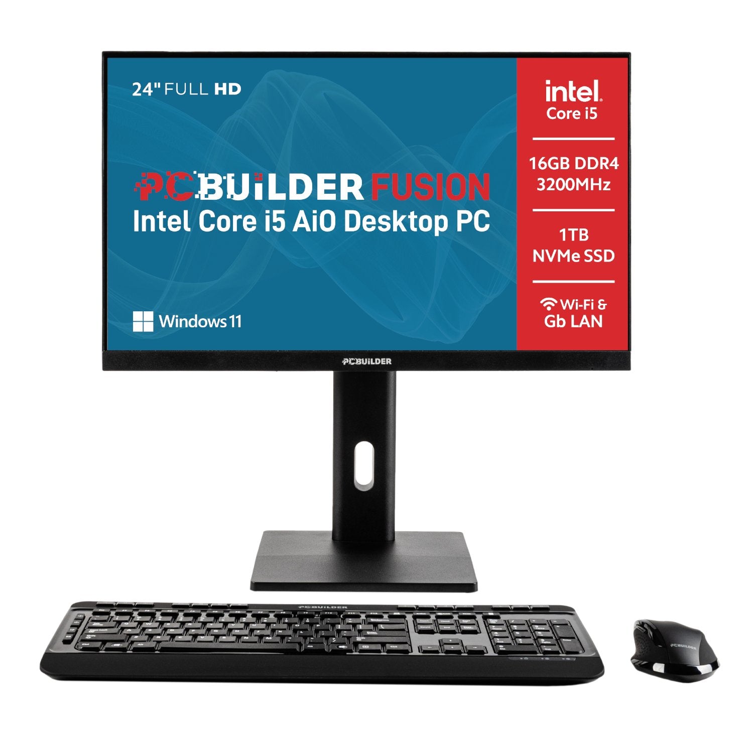 GUNMANSA PCBuilder FUSION 24″ Intel Core i5-14400 Windows 11 AiO Desktop PC