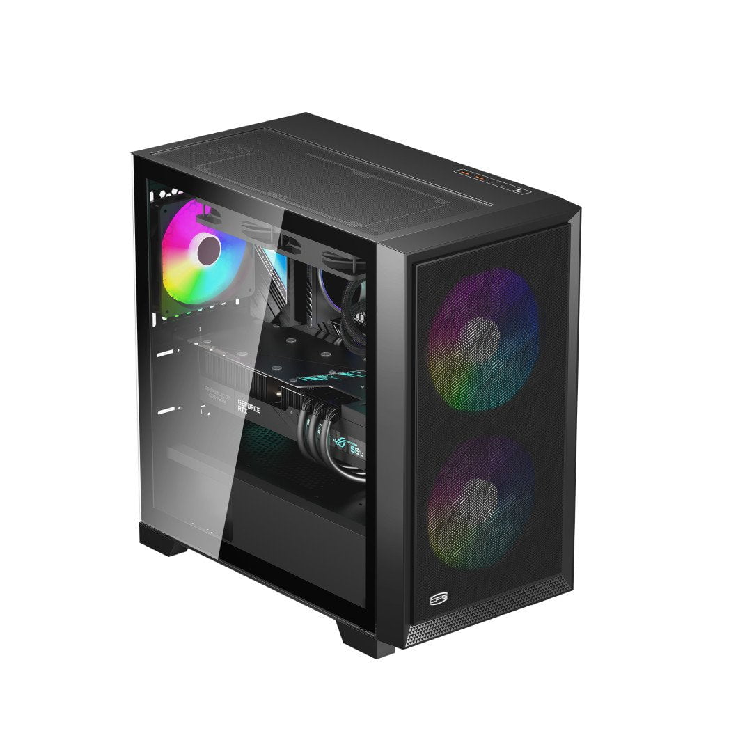 GUNMANSA PCCOOLER C3D310 BK ARGB PC Case with 2 ARGB Fans Desktop Computer Case Gaming Case for M-ATX / ITX, 350MM Graphics Cards Support, 2 x 3.5 inch and 3 x 2.5 inch Storage Slots, Liquid Cooler Support, Easy Installation, Cable Storage, SPCC (Black)